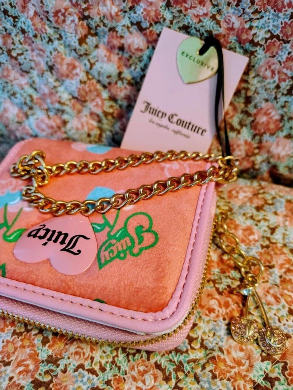 Juicy Couture Exclusive pink cherry blossom wallet Wristlet NWT